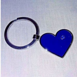 Titanic Keychain BLUE Heart Rhinestone Silver Tone Classic 90s Movie Souvenir